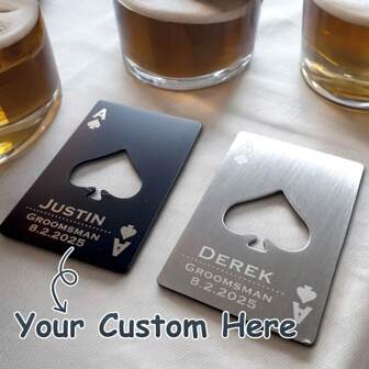 Personalized Groomsmen Gift Custom Ace Of Spades Bottle Opener Best Man Groomsman Gift Personalized Name Initial Wallet Bottle Opener Credit Card Beer Opener Wedding Party Decor Gift For Him Her, Valentine's Day, Valentine's Day Decor Gifts Birthday Graduation, Adjustable, Ornamental, Easy To Clean, Engraved, Unique, Ideal Gifts For Her, Girlfriend, Dad, Boyfriend, Family, Mom,Home & Living,Haunt Your Home,Souvenirs,Reusable,Adorable,High-Quality