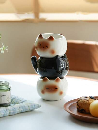 1pc Siam Cat Ceramic Mug 10oz Cute Reusable Machine Washable Multipurpose Animal Themed Cup For Coffee Milk Juice For Cat Lovers Perfect Gift For Coffee & Tea Enthusiasts Birthday Mother's Day Present