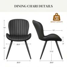 Nalupatio Modern Dining Room Chairs Set Of 2, Upholstered Kitchen Dinner Chair Fabric And Curved Backrest Kitchen Chairs - 黑色 - 查看 2