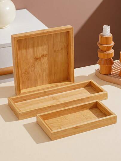 1pc Wooden Tray, Bamboo Wood Tea Cup/Water Cup Tea Tray, Fruit Dessert Cake Plate, Dining Table Decor Tray, Room Decor Tray, Holiday Party Decor Tray