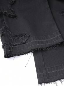 Jeansy Streetwear Wide Leg Men, Patchwork Water-Wash Casual Straight Leg Pants, Markowe spodnie z rozdartymi nogawkami