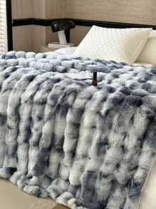 JULY Faux Fur Shaggy Blanket Soft Fluffy Throw For Couch, Cozy Faux Rabbit Fur Bedspread For All Season, Aesthetic Plush White Decor Machine Washable - Tie-dye Blue - View 4