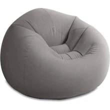 Beanless Bag Inflatable Lounge Chair: Corduroy Textured Flocking – Durable Vinyl – Folds Compactly – 220lb Weight Capacity – 45" X 45" X 28" - 黑色 - 查看 1