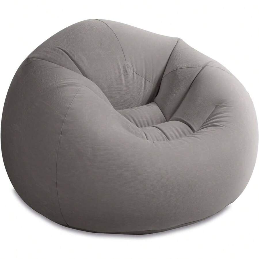 Beanless Bag Inflatable Lounge Chair: Corduroy Textured Flocking – Durable Vinyl – Folds Compactly – 220lb Weight Capacity – 45" X 45" X 28" - 黑色 - 查看 1