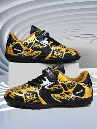1 Pair Kids Football/Soccer Shoes With PU Anti-Slip Cleats, Suitable For Summer Sports