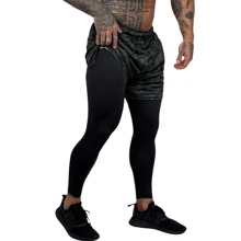 Boyfriend Style Men's 2 In 1 Shorts With Leggings Gym Running Training Compression - Army Green - View 8