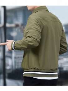 Abrigos para hombre,sudaderas para hombre,rompevientos hombre,chaqueta Hombre Deportivas,versátil para otoño/invierno, chaqueta de béisbol de manga larga para salir - Verde - Ver 3