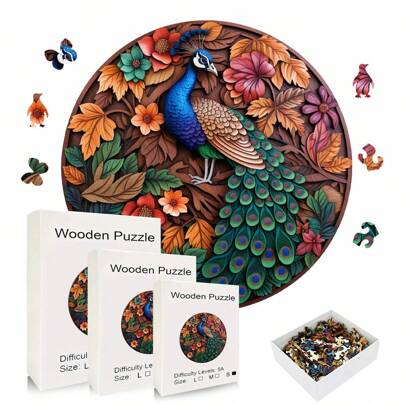 Challenging Peacock Wooden Puzzle - Unique Asymmetric Animal Shape, Suitable For Adults And Home Decor - Ideal Gift For Birthday, Christmas, Valentine's Day