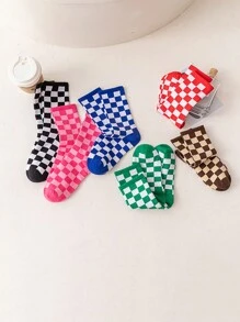 1 Pair Men's Socks Checkerboard Socks, Men's And Women's Couples' Street Fashion Versatile Socks, Fit The Foot, Excellent Workmanship, Suitable For You Who Are Looking For Versatility