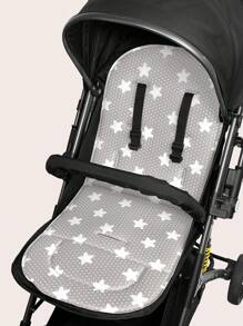 1 件通用婴儿推车座椅垫，透气舒适婴儿推车垫，适合 0-3 岁婴儿，可拆卸和可清洗座椅垫，浅灰色波尔卡圆点/星星图案