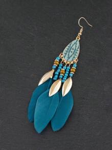 1 par de pendientes vintage de plumas de pollo
