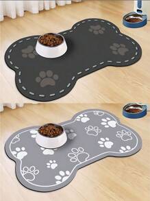 DODOPET Jogo americano para alimentação de animais de estimação com desenho animado - adequado para cães e gatos, superabsorvente e de secagem rápida; design antiderrapante na parte inferior; tapete de alimentação fofo com estampa de pata de cachorro em formato de osso; estrutura multicamadas melhora a praticidade; bordas perfeitas, material que não irrita a pele; ótimo para uso diário - Multicolorido - Ver 1