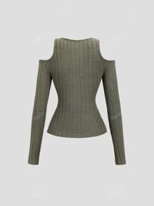 Spring New Arrival Solid Color Fitted Open Shoulder Long Sleeve Undershirt