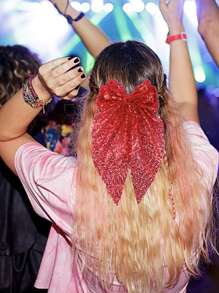 2 piezas Pinzas para el cabello de niña con lentejuelas brillantes, barrettes de cabello con cola larga y brillo dorado, pinzas para el cabello grandes, accesorios para el cabello adecuados para festivales, vacaciones, fiestas de cumpleaños - Multicolor - Ver 9