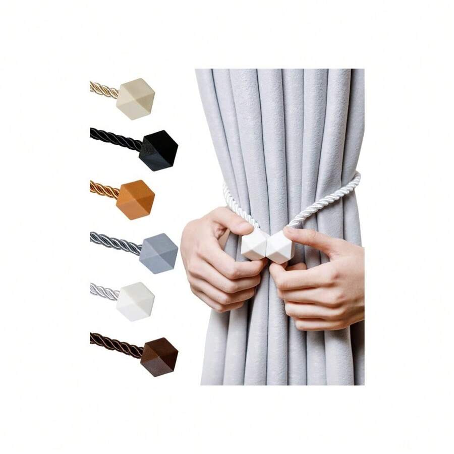 2/4/6 piezas Sujetador magnético para cortinas - Cuerda retorcida talla grande gruesa y correa magnética resistente para panel de procesamiento de ventanas, sujeta cortinas decorativo, hecho a mano