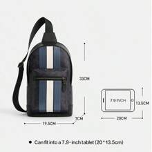 Coach West Pack 20 Metal Logo Zipper Closure Coated Canvas Crossbody Chest Bag Small Men's Charcoal And Black CV924 QBMI5