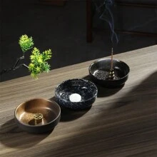 Ceramic Incense Plate, Small Jade Stone Incense Holder For Home, Indoor Zen Tea Ceremony Display, Metal Gourd 9-Hole Incense Stick Burner, Ceramic Handicrafts