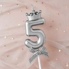 3D Crown Bow 0-9 Digital Candles Birthday Cake Candles Birthday Party Plugin Dress Up Candles
