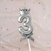 3D Crown Bow 0-9 Digital Candles Birthday Cake Candles Birthday Party Plugin Dress Up Candles