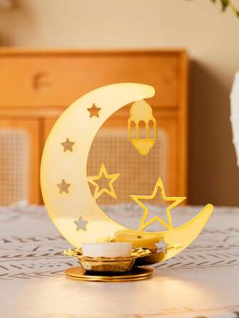 1 Pc Rama Iron Candlestick , Metal Decoration, Luxury Candle Holders, Home Decor, Room Decor, Party And Holiday Decor Ornament,Living Room Accessories,Star,Moon,Lantern Rama E-I-D
