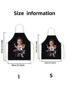 1pc Cartoon Polyester Apron, Kitchen Aprons For Women Men, The Characters Will Be Cartoonish, And The Aprons Will Be Cartoonish,Waterproof Printed Aprons, Printed Personalized Aprons, Valentine's Day, Christmas Custom Aprons, Custom Personalized Aprons, Print Photos For Friends, Couples, Family, Colleagues, Ideal Gifts For Birthdays, Anniversaries, Comfortable,Simple,Custom,Personalized,Unique,Him,Her,Boyfriend,Girlfriend,Dad,Mom,Family,Friends,For Anniversaries,For Birthdays,For Housewarming,Bed,Car,Bedroom,Tea Room,Living Room,Sofa - Multicolor - View 4