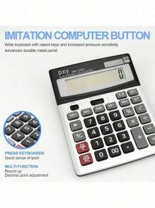 Desk Calculator 12 Digit Extra Large LCD Display, Touch Comfortable With Big Buttons, PXY Two Way Power Battery And Solar Standard Function Office Calculators