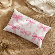 1 件简约粉色蝴蝶结水彩装饰抱枕套，柔软桃色天鹅绒材质 12 英寸 X 20 英寸 / 16 英寸 X 24 英寸，单面印花，清新乡村风格，适合沙发、床、家居装饰、礼物，四季皆宜 - 彩色 - 查看 4