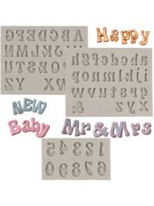 1pc Baking Diy Silicone Mold For Uppercase And Lowercase Letters, Numbers, Fondant, Cake, Clay And Chocolate