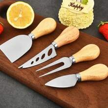 Stainless Steel Cheese Knife Set, Multi-Functional Kitchen Utility Tool, Cheese/Butter Knives With Rosewood Handle