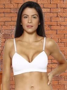 Kit 2 - Wire-Free Adjustable Thin Strap Fixed Cup Bra - 白色 - 查看 7