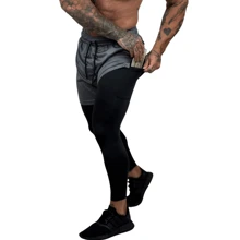 Shorts de 2 en 1 estilo novio con mallas para gimnasio, correr y entrenamiento con compresión para hombres - Gris - Ver 6