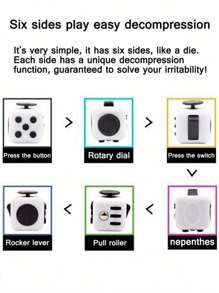 1pc Magic Cube Stress Relief Set,Fidget Cube & Infinite Cube Toys For Teens & Adults,Creative Novelty Stress Relief Toys,Rubik Cube,Stress Relief Toy,Stress Cube - White - View 5