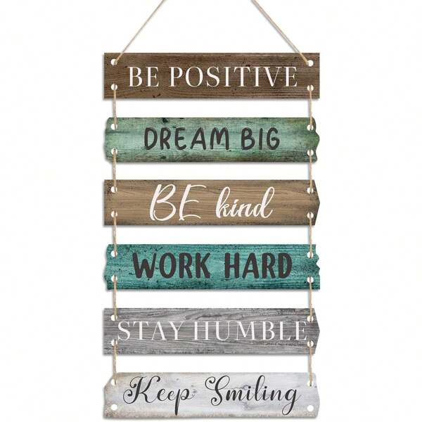 6 Pieces Rustic Wall Front Door Decoration Listing Sign Inspirational Wall Art Farmhouse Wooden Wall Sign Positive Wall Plaque With Quote Inspirational Quote Decorative Office Bedroom Living Room Vintage Style Hanging Gifts Birthday Graduation