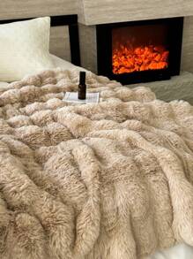 JULY Faux Fur Shaggy Blanket Soft Fluffy Throw For Couch, Cozy Faux Rabbit Fur Bedspread For All Season, Aesthetic Plush White Decor Machine Washable - 棕色 - 查看 6