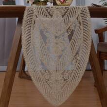 1 Pc Embroidered Table Runner, Full Rope Embroidery, Size: 35cm*150cm, 35cm*180cm, 35cm*220cm, 35cm*250cm, 35cm*270cm, 100% Polyester, Traditional Style For Parties, Celebrations, Holidays And Daily Life.