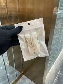 2 Pairs Solid Color 1.8cm Wide Cream Striped Shoelaces, Suitable For Men And Women Sports, Casual And Lace-Up Shoes - White - View 4