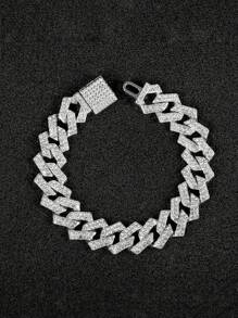 1 pieza Brazalete brillante de circonita punzante estilo punk y hip hop para hombres, adecuado para uso diario, regalo del Día de San Valentín y días festivos