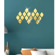 10/20 piezas Pegatinas de espejo de acrílico reflectante con forma de gota de agua, calcomanías de arte 3D de diseño propio para decorar paredes de sala de estar, baño, oficina en casa, dormitorio, artículos de decoración del hogar, decoración de Halloween, otoño, aula, suministros escolares, decoración removible
