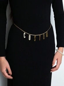 Evening Party Dresses Customized Name Waist Chain Personalized Name Belly Chain Custom Charm Layered Waist Dresses Chain Bridesmaid Wedding Body Jewelry Best Friend Gift - Gold - View 4