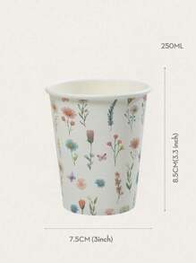 10/25 Vasos de papel desechables con temática de flores frescas, de 9 onzas/250ml, vasos de bebida desechables, vasos de café desechables para fiestas de cumpleaños, adecuados para diversas fiestas, bodas, hogares, oficinas, vasos de bebida, vasos de bebida fría, vasos de té caliente, tazas de café, vasos de comedor, suministros y accesorios para fiestas de cumpleaños