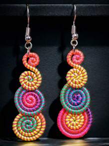 Handmade Colorful Retro Woven Rainbow Earrings, Fashionable Earrings For Women, Elegant Accessories For Home, Casual, Street, Party, Classic Souvenir, Ideal Gift For Valentine's Day, Birthday, Anniversary