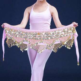 1 Piece Of Belly Dance Waist Chain Tassel Sequin Hip Scarf Carnival Sequin Wrapped Skirt Music Festival Costume