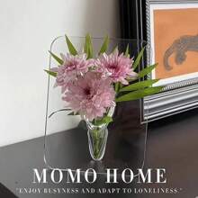 1 pièce Vase à fleurs en acrylique, décoration florale pour le salon, vase hydroponie pour fleurs, pièce de décoration transparente, vase cadre en acrylique, support de fleurs hydroponique, vase à fleurs transparent, décoration de bureau/chambre d'hôtes, décoration de maison, décoration de chambre, cadeau d'art créatif