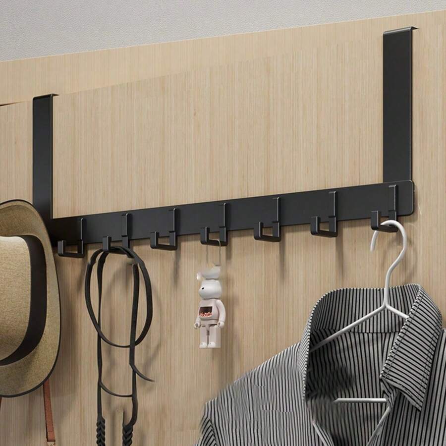 1 pieza Perchero de pared para abrigos, gancho versátil para colgar ropa, estante colgante para abrigos y toallas para baño, cocina y dormitorio - Negro - Ver 1
