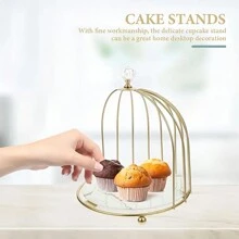1pc Elegant Metal Bird Cage Cake Stand, Rust-Proof Dessert Display, Serving Platter With Intricate Design, Suitable For Cupcakes, Cakes, Fruits, Snacks, Weddings, Parties, Home Decor, Jewelry And Cosmetic Storage