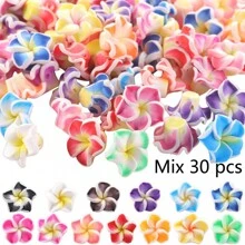 5/15/30pcs Plumeria Clay Beads Colorful Mix Color Handmade Small Flower Spacer Beads For Jewelry Making DIY Bracelet Charm Pendant