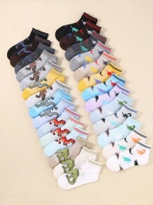 10 双随机儿童卡通恐龙男童袜子、女童袜子、日常穿着媒体 - 彩色 - 查看 10