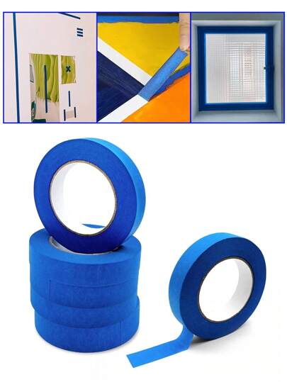  1 Roll Of 2.5cm/0.984in*13m/511.811in Blue Masking Tape, Painter's Tape, For Walls, Multi-Surface Masking Tape, Colored Craft Paper Tape For Trimming Edges, Auto Painting, Wall Painting, Crafting, Removable, Labeling