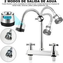 2 Handles Kitchen Sink Mixer Tap, Flexible Neck Kitchen Sink Faucet, 2 Handle RV Kitchen Faucets, Modern Stainless Steel Kitchen Faucet(2 Handles/1 Handles) - 2 Asas - View 2