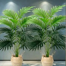 2 Pieces UV Resistant Artificial Palm Tree 25.59 Inches - Real Touch Artificial Greenery, Suitable For Home And Office Decoration, Perfect For Weddings, Easter, Mother's Day - Indoor/Outdoor Use, Container Free Gifts Birthday Graduation,Fake Plants